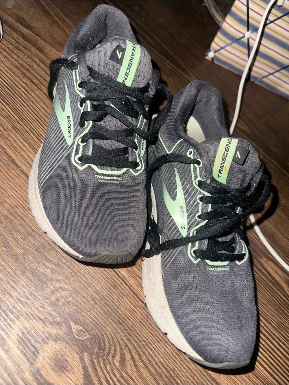 Brooks Kids Black Sneakers with Mint Green Trim